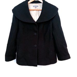Ann Taylor 100% Virgin Wool Swing Jacket Coat Black with pockets - Size 6